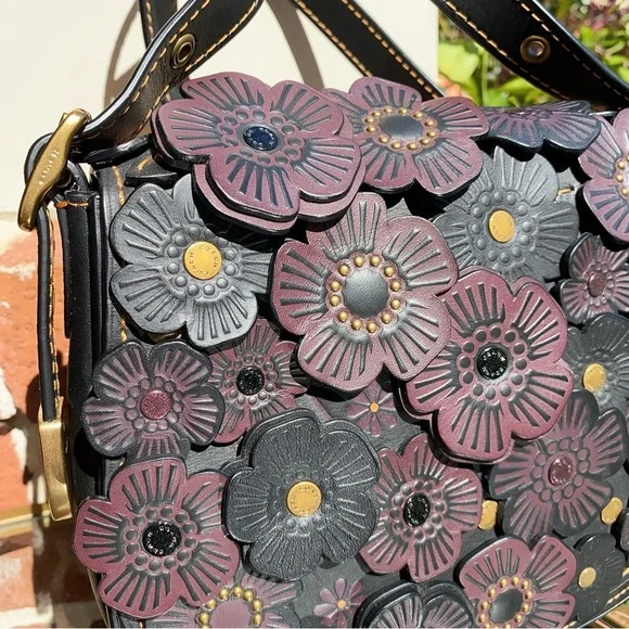 Coach Black and Purple Floral Crossbody Bag - Picture 2 of 15